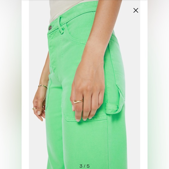 Free People x Mother Snacks Smoothie Carpenter Wide Leg Jeans in Summer Green - Picture 3 of 3